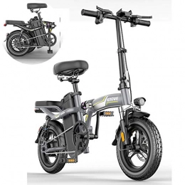 LAOLI Electric Bike E Bikes, Folding Electric Bikes for Adults, Lightweight Foldable Compact EBike Commuting Leisure, 14Inch Wheels 400W / 48V Removable Lithium Battery, Folding E Bicycle 3 Modes Men Women (gray)