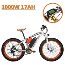 RICH BIT  eBike_RICHBIT 022 Electric Fat Tire Bike 1000W 48V 17AH Cruiser Electric Bicycle(White-orange)