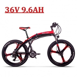 RICH BIT Bike eBike_RICHBIT New 26'' Folding Electric Bike, RLH-880, 250 Watt, Shimano 21 Speeds TX35 Gears, 36V 9.6AH e bike, hydraulic Disc Brakes, Full Suspension Cycling (Black-Red)