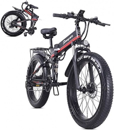 ZMHVOL Electric Bike Ebikes, 26inch4.0 Fat Tire Folding Electric Mountain Bike, 48v 12.8ah Removable Lithium Battery, 1000w Motor and 21 Speed Gears Beach Snow Bicycle, Full Suspension Ebike for All Terrains, Red ZDWN