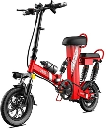 RDJM Electric Bike Ebikes, 350W 12 Inch Electric Bicycle Mountain For Adults, High Carbon Steel Electric Scooter Gear E-Bike With Removable 48V30A Lithium Battery (Color : Red, Size : Range:300km)