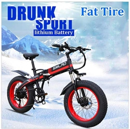 RDJM Electric Bike Ebikes, 350W Electric Bike Fat Tire Snow Mountain Bike 48V 10Ah Removable Battery 35km / h E-bike 26inch 7 Speed ?adult Man Foldign Electric Bicycle(color:green) (Color : Red, Size : 48V10Ah)