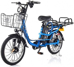 RDJM Electric Bike Ebikes, 400W Electric Mountain Bike 20 (Inch) 48V 15-22Ah Lithium Battery, Dual Disc Brakes Rear Warning Light (Color : Blue, Size : 22AH)