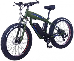 ZMHVOL Electric Bike Ebikes, 48V 10AH Electric Bike 26 X 4.0 Inch Fat Tire 30 Speed E Bikes Shifting Lever Electric Bikes For Adult Female / Male For Mountain Bike Snow Bike (Color : 15Ah, Size : Dark green) ZDWN
