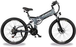 RDJM Electric Bike Ebikes, Adult Folding Electric Bicycles Aluminium 26inch Ebike 48V 350W 10AH Lithium Battery Dual Disc Brakes Three Riding Modes with LED Bike Light (Color : Grey, Size : 12.8AH614WH)