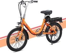 RDJM Electric Bike Ebikes, Adult Lady Electric Bike, 7 Speed 20 Inch Mini Electric Bike 48V 8 / 10Ah Battery Commute Ebike with Rear Seat Dual Disc Brakes (Color : Orange, Size : 10A)