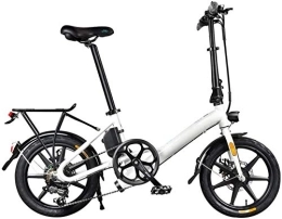 RDJM Electric Bike Ebikes, Adults Folding Electric Bike, 250W Motor 16 Inch Aluminum Alloy Frame City Travel Electric Bicycle 6 Speed Dual Disc Brakes 36V Lithium Battery with Rear Seat (Color : White, Size : 7.5AH)