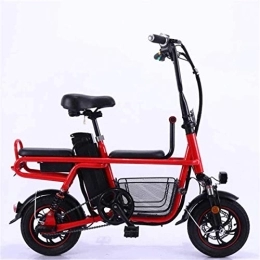  Electric Bike Ebikes, Electric Bicycle Folding Lithium Battery Two-Wheel Electric Bicycle Adult Parent-Child Travel Double Shock-Absorbing Pet (Color : Red, Size : 10A)