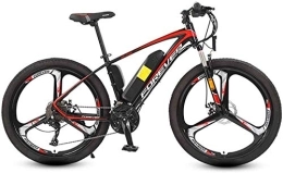 RDJM Electric Bike Ebikes, Electric Mountain Bike 26 In with 250W 36V Lithium Battery with 27 Speed Variable Speed System with Double Hydraulic Shock Absorption Electric Bicycle Load 75kg Black Red (Size : 10AH)