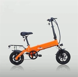 RDJM Electric Bike Ebikes, Fast Electric Bikes for Adults 12" Foldable Electric Bike Bicycle City E-Bike Max Speed 25km / h, 40KM Long-Range, Double Disc Brak, Electric Assist Bike for Travel Commuting ( Color : Orange )