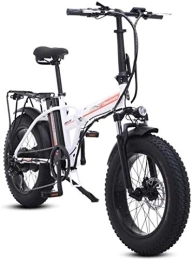 RDJM Electric Bike Ebikes, Fast Electric Bikes for Adults 20 Inch Electric Bicycle, Aluminum Alloy Folding Electric Mountain Bike with Rear Seat, Motor 500W, 48V 15AH Lithium Battery, Urban Commuter Waterproof E-Bike fo