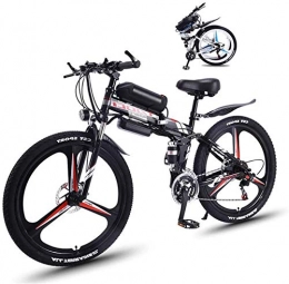 ZMHVOL Electric Bike Ebikes, Fat Tire Folding Electric Bike for Adults with 26" Super Lightweight Magnesium Alloy Integrated Wheel Electric Bicycle Full Suspension And 21 Speed Gears, LED Bike Light ZDWN ( Color : Black )