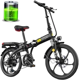 RDJM Bike Ebikes, Folding Electric Bike For Adults Seat Handlebar Height Can Be Adjusted Ebike 20-inch 250W Three Riding Modes Electric Bikes City Outdoor Travel Bicycle (Color : Black, Size : 8Ah)