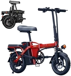 RDJM Bike Ebikes, Lightweight 250W Electric Foldable Pedal Assist E-Bike WithRemovable Waterproof And Dustproof 48V 6Ah-36Ah Lithium Battery，Suitable For Adults, Commuters, Cities. (Color : Red, Size : 36AH)