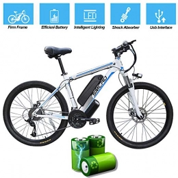 EggshellHome Electric Bike EggshellHome Electric Bike for Adults, Electric Mountain Bike, 26 Inch 360W Removable Aluminum Alloy Ebike Bicycle, 48V / 10Ah Lithium-Ion Battery for Outdoor Cycling Travel Work Out, White Blue, 26 In