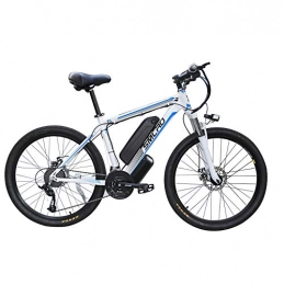 AKEZ Electric Bike EggshellHome Electric Bike for Adults, Electric Mountain Bike, 26 Inch 360W Removable Aluminum Alloy Ebike Bicycle, 48V / 10Ah Lithium-Ion Battery for Outdoor Cycling Travel Work Out, White Blue, 26 In