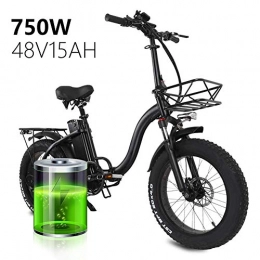 EJOYDUTY Bike EJOYDUTY Electric Folding Bikefor AdultsFemale / Male, e Bike Electric Cycle20 x 4.0Inch Fat Tire Mountain Bike Snow Bike, 5-Speed Booster, 48V 15Ah Removable Lithium Battery