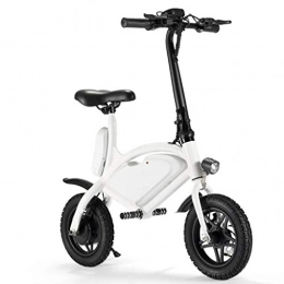 SZPDD Electric Bike Electric Bicycle, 12" Foldable E-Bike, Portable (12Kg) Double Disc Brake Electric Bicycle, Easy To Store in The Trunk of The Car, Boat, White, battery~6.6Ah