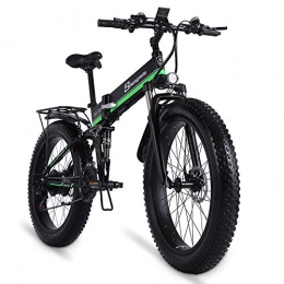 Vikzche Q Bike Electric Bicycle 26''×4.0 Fat tire, 21-Speed Mountain E-Bike, folding electric bike Full suspension, removable 614Wh Lithium Battery, Hydraulic Disc Brake Shengmilo MX01 (green, one battery)
