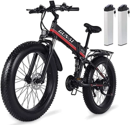 Vikzche Q Electric Bike Electric Bicycle 26''×4.0 Fat tire, 21-Speed Mountain E-Bike, folding electric bike Full suspension, removable 614Wh Lithium Battery, Hydraulic Disc Brake Shengmilo MX01 (red, add an extra battery)