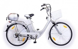 City Bike Electric Bike Electric Bicycle 26" City E bike Hybrid road ebike LCD 250W Twist Throttle (Silver)