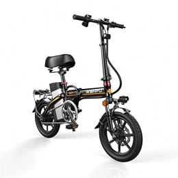 JNWEIYU Electric Bike Electric Bicycle Adult Waterproof 14 inch Wheels Aluminum Alloy Frame Portable Electric Bicycle Safety for Adult with Removable 48V Lithium-Ion Battery Powerful Brushless Motor ( Color : Black )
