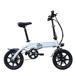 WHKJZ Bike Electric Bicycle Folding Adult Ultra Light 14 inch 36V Lithium Battery Men and Women Collapsible Frame Mechanical Disc Brakes, White