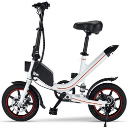 WXX Electric Bike Electric Bicycle for Adults, Portable Fold 12" Exercise Bike 250W 36V 7.8Ah Lightweight E-Bike With, for Outdoor Cycling Travel Work Out, White