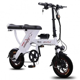 GXF-electric bicycle Bike Electric bicycle High carbon steel frame Portable folding 48V lithium battery Remote control intelligent electronic anti-theft (Color : White)