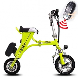 GXF-electric bicycle Electric Bike Electric bicycle lithium battery folding portable adult bicycle with password unlock 36V lithium battery DC brushless motor speed 25KM / H, cruising range 30-80KM (Color : Yellow, Size : 50KM)