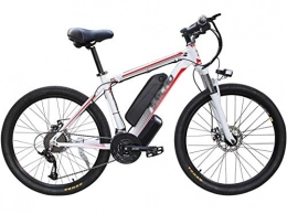 SAFT Electric Bike Electric Bicycle MTB 26 Inch Adult Smart Mountain Bike, 48V / 10AH Removable Lithium Ebike, 27 Speed, 5 Files (Color : White-Red, Size : 26inches)
