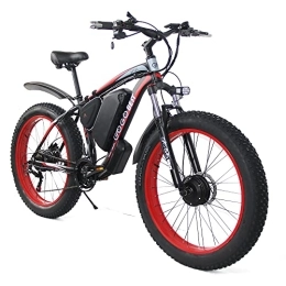 Teanyotink Electric Bike Electric Bicycle with 48V 17.5AH Battery, Double-Drive Electric Bicycle Waterproof Shock-Resistant, Foldable Outdoor Short-Distance Riding Mountain Off-Road Bicycle