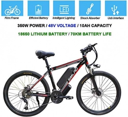 NAYY Electric Bike Electric Bicycles for Adults, 360W Aluminum Alloy Ebike Bicycle Removable 48V / with 10Ah Lithium-Ion Battery Mountain Bike / Smart Mountain Bike (Black Red, 26inx17in)