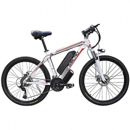 Bedroom Bike Electric Bicycles For Adults, Ip54 Waterproof 350W Aluminum Alloy Ebike Bicycle Removable 48V / 13Ah Lithium-Ion Battery Mountain Bike / Commute Ebike(Color:white / red)