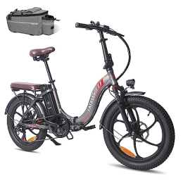 YANGAC Electric Bike Electric Bike, 20 * 3'' Folding Electric City Bike w / Waterproof Lithium-ion Battery 18Ah | 85Miles+, Integrated Rim Motor 36V 250W, Dual Disc Brakes, Shimano 7 Speed, City E-bike Cruiser (grey)