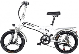 CASTOR Bike Electric Bike 20" 350W Folding City Electric Bike, Assisted Electric Bicycle Sport Bicycle with 48V 10.5 / 12.5AH Removable Lithium Battery, Professional 7 Speed Gear (Color : White, Size : 12.5AH)