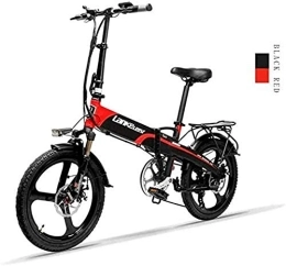 RDJM Electric Bike Electric Bike, 20-inch Foldable Electric Bike 48V / 240W 12.8Ah Lithium Battery 7 Speed Electric Bike 5 Speed Adult Male And Female Mini Mountain Bike with Anti-theft Device (Color : Red)