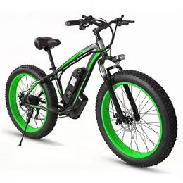 TERLEIA Bike Electric Bike 21 Speed Mountain Electric Bicycle 26" Adults Fat Tire E-Bike All Terrain Snow Cross-Country Electric Bike Front And Rear Disc Brakes Lithium Battery, Black green, 48V 10Ah