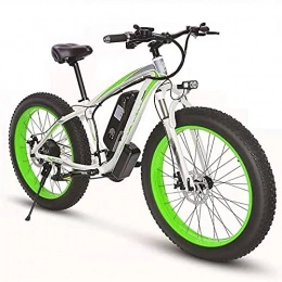 TERLEIA Electric Bike Electric Bike 21 Speed Mountain Electric Bicycle 26" Adults Fat Tire E-Bike All Terrain Snow Cross-Country Electric Bike Front And Rear Disc Brakes Lithium Battery, White green, 48V 10Ah