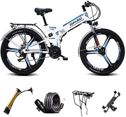 RDJM Electric Bike Electric Bike, 24 Inch Bicycle for Teens, 300W Folding Mountain Bike, 48V 10Ah Removable Lithium Battery, Front & Rear Disc Brake, Large-Screen LCD Display (Color : White)