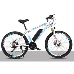 Electric Bike 26" Electric Mountain Bike for Adults, Ebike with 36V 8Ah Removable Lithium-ion Battery, 27-speed 250W Motor 30 km/helectric bikes for adults-White_blue