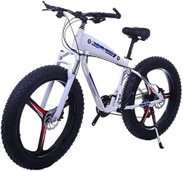 CASTOR Electric Bike Electric Bike 26 Inch 21 / 24 / 27 Speed Electric Mountain Bikes With 4.0" Fat Snow Bicycles Dual Disc Brakes Brakes Beach Cruiser Men Sports Ebikes (Color : 10Ah, Size : White)