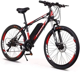 RDJM Electric Bike Electric Bike, 26-Inch Hybrid Bicycle / (36V8Ah) 27 Speed 5 Speed Power System Mechanical Disc Brakes Lock Front Fork Shock Absorption, Up to 35KM / H Lithium Battery Beac (Color : Black Red)