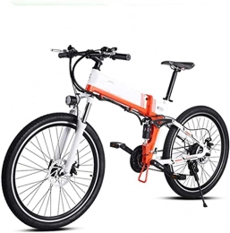 NXMAS Electric Bike Electric Bike 26 Inches Electric Bicycle 48V500W Assisted Mountain Bicycle Folding Fat Tire Snow Bike 12Ah Li-Battery 21 Speed Beach Cruiser E-bike with Rear Seat-White