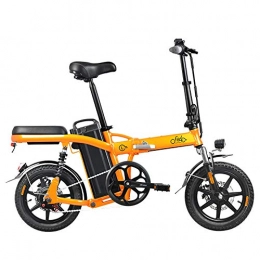 Fslt Bike Electric Bike 350W 14 Inch Folding Electric Moped Bicycle 48V 20Ah 3 Gear Power Boost 25km / h Top Speed-Orange
