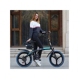 SFSGH Bike Electric Bike 7 Speed Variable Speed Ebike Removable Lithium Ion Battery High Carbon Steel E-Bike 20" Folding Adult All Terrain Electric Mountain Bike Outdoor Riding Travel, 36V 10AH(Color:Black Blue)
