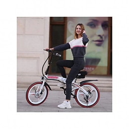 DDFGG Electric Bike Electric Bike 7 Speed Variable Speed Ebike Removable Lithium Ion Battery High Carbon Steel E-Bike 20" Folding Adult All Terrain Electric Mountain Bike Outdoor Riding Travel, 36V 10AH(Color:White Red)