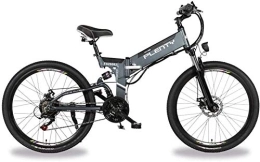 RDJM Electric Bike Electric Bike, Adult Folding Electric Bicycles Aluminium 26inch Ebike 48V 350W 10AH Lithium Battery Dual Disc Brakes Three Riding Modes with LED Bike Light (Color : Grey, Size : 10AH480WH)