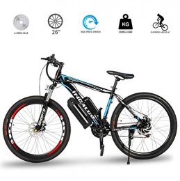 LOO LA Bike Electric Bike, Electric Bicycle for Adult Aluminum alloy frame, 26 Inch Tire Up To 60km Range, 250w 48v 12sh Removable Large Capacity Battery, 21-speed Front and rear double disc brakes, Black