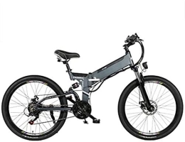 RDJM Electric Bike Electric Bike, Electric Bike Folding Electric Mountain Bike with 24" Super Lightweight Aluminum Alloy Electric Bicycle, Premium Full Suspension And 21 Speed Gears, 350 Motor, Lithium Battery 48V, Gray,
